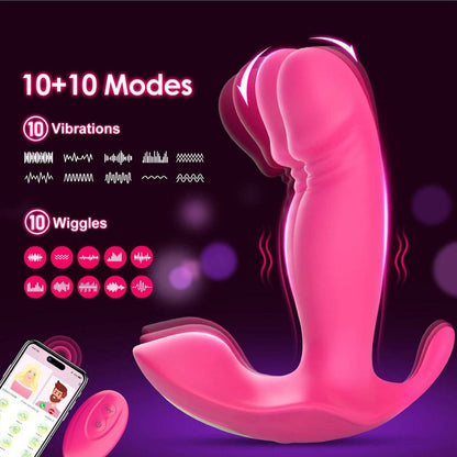 Wearable G-Spot dildo vibrator with dual-motor stimulation, app-enabled control, and seamless silicone design.