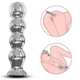Stylish metallic anal plug with silicone and acrylic beads for dual entry experience.