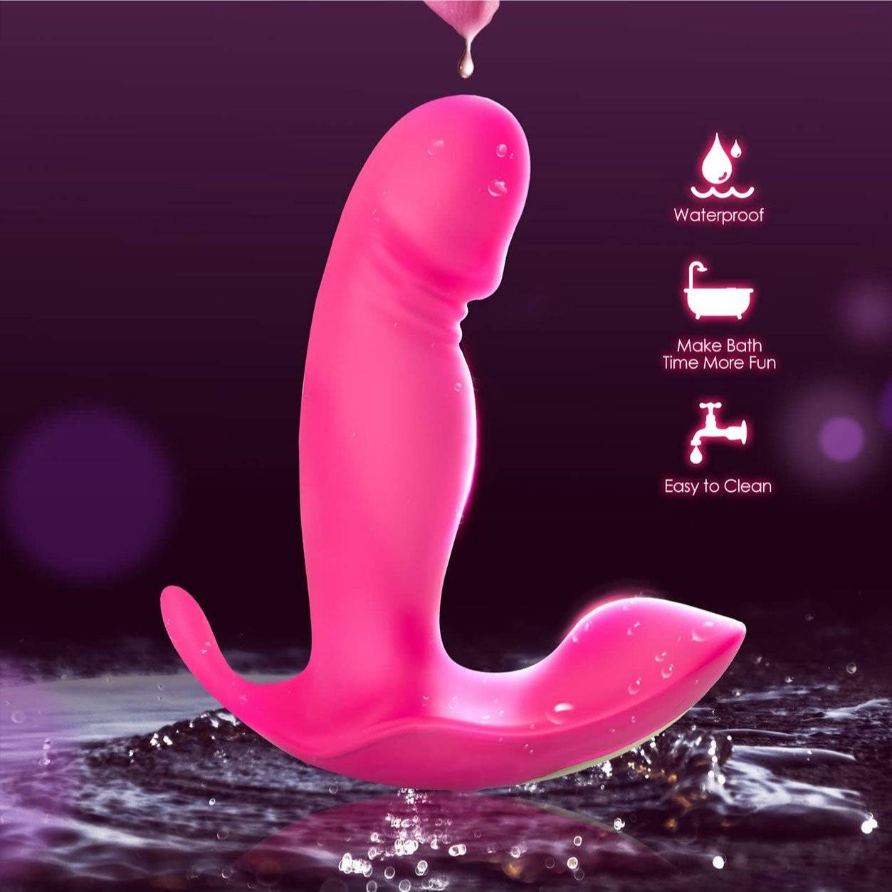 Wearable G-spot dildo vibrator, waterproof silicone design, dual-motor stimulation, app-enabled, adult sex toy.